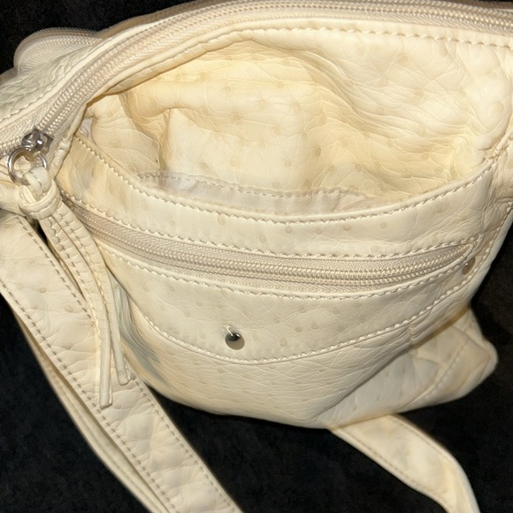 Leather Crossbody bag, off-white color, a small size - Picture 3 of 4